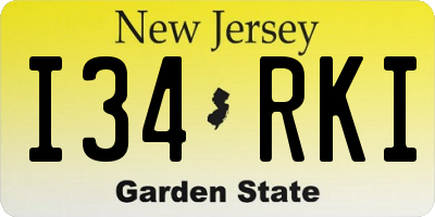 NJ license plate I34RKI
