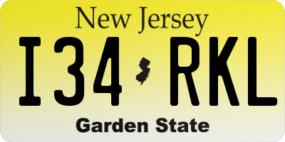 NJ license plate I34RKL