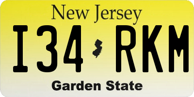 NJ license plate I34RKM