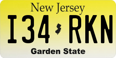 NJ license plate I34RKN