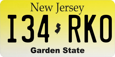 NJ license plate I34RKO