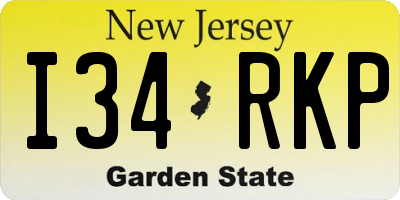 NJ license plate I34RKP