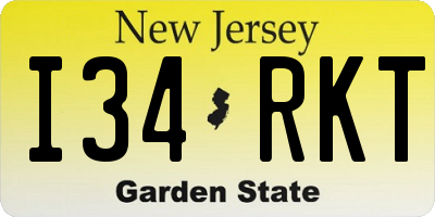 NJ license plate I34RKT