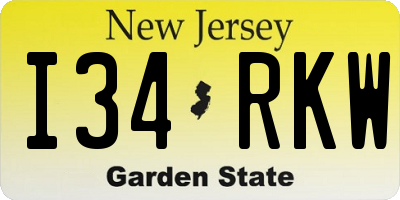 NJ license plate I34RKW