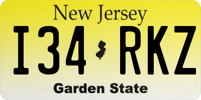 NJ license plate I34RKZ
