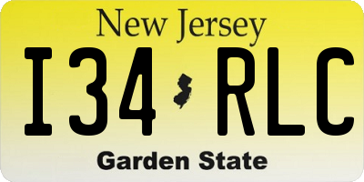 NJ license plate I34RLC