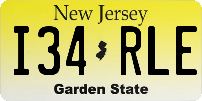 NJ license plate I34RLE