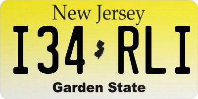 NJ license plate I34RLI