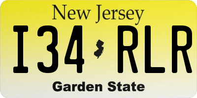 NJ license plate I34RLR
