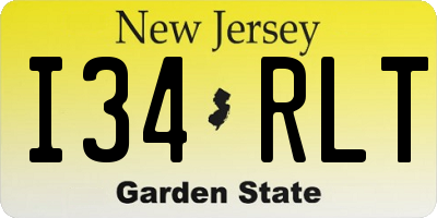 NJ license plate I34RLT