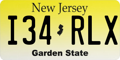 NJ license plate I34RLX