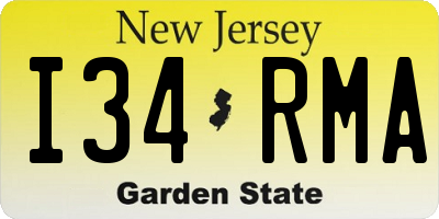 NJ license plate I34RMA