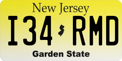 NJ license plate I34RMD