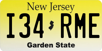 NJ license plate I34RME