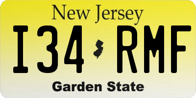 NJ license plate I34RMF