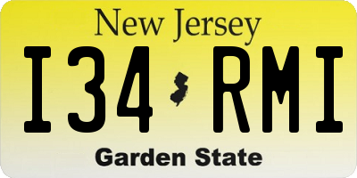 NJ license plate I34RMI