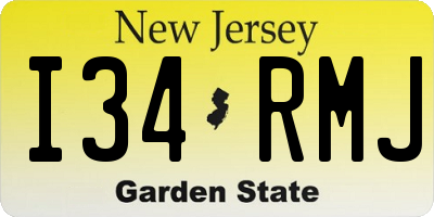 NJ license plate I34RMJ