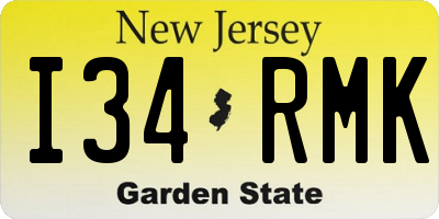 NJ license plate I34RMK