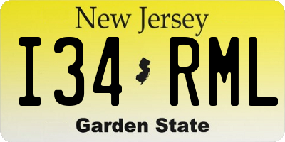 NJ license plate I34RML
