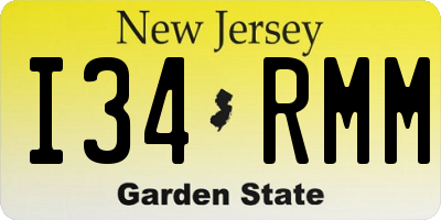 NJ license plate I34RMM