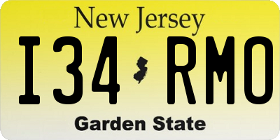 NJ license plate I34RMO