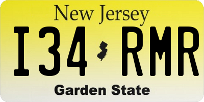 NJ license plate I34RMR