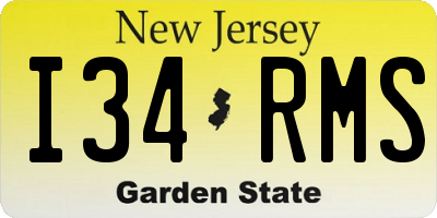 NJ license plate I34RMS
