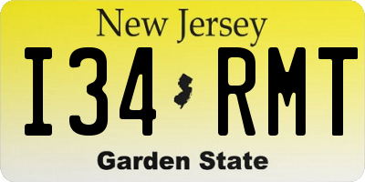 NJ license plate I34RMT