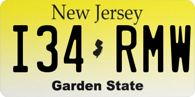 NJ license plate I34RMW