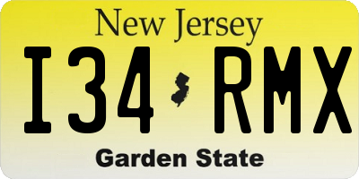 NJ license plate I34RMX