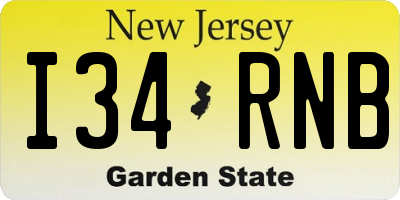 NJ license plate I34RNB