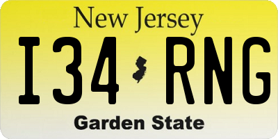 NJ license plate I34RNG