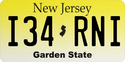 NJ license plate I34RNI