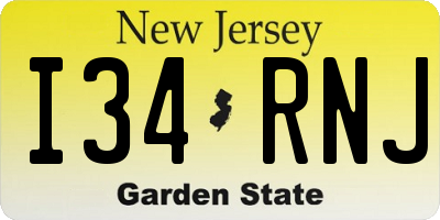 NJ license plate I34RNJ