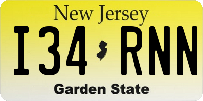 NJ license plate I34RNN
