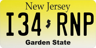 NJ license plate I34RNP