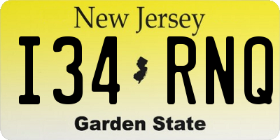 NJ license plate I34RNQ