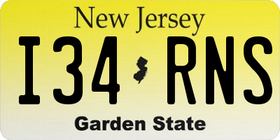 NJ license plate I34RNS
