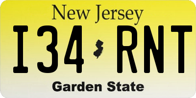 NJ license plate I34RNT
