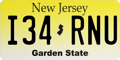 NJ license plate I34RNU