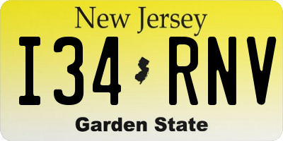 NJ license plate I34RNV