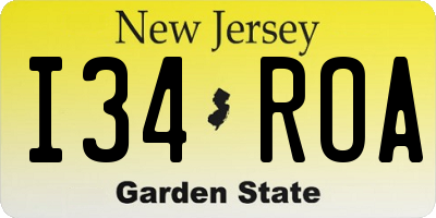 NJ license plate I34ROA