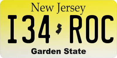 NJ license plate I34ROC