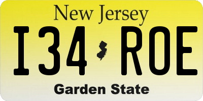 NJ license plate I34ROE