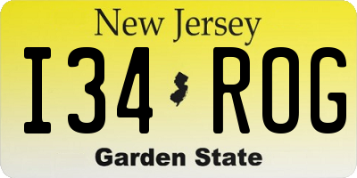 NJ license plate I34ROG
