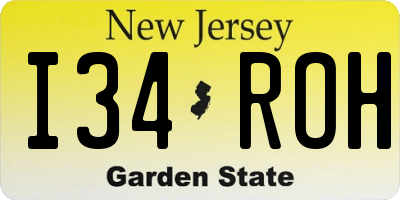 NJ license plate I34ROH