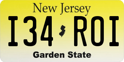 NJ license plate I34ROI