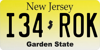 NJ license plate I34ROK