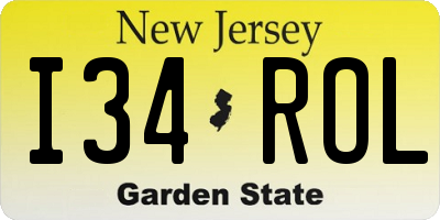 NJ license plate I34ROL