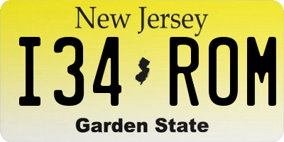 NJ license plate I34ROM